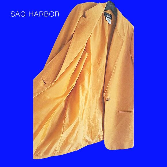 SAG HARBOR Minimalist Lapel One-Button 100% Pure Wool Jacket 16 - Picture 7 of 12